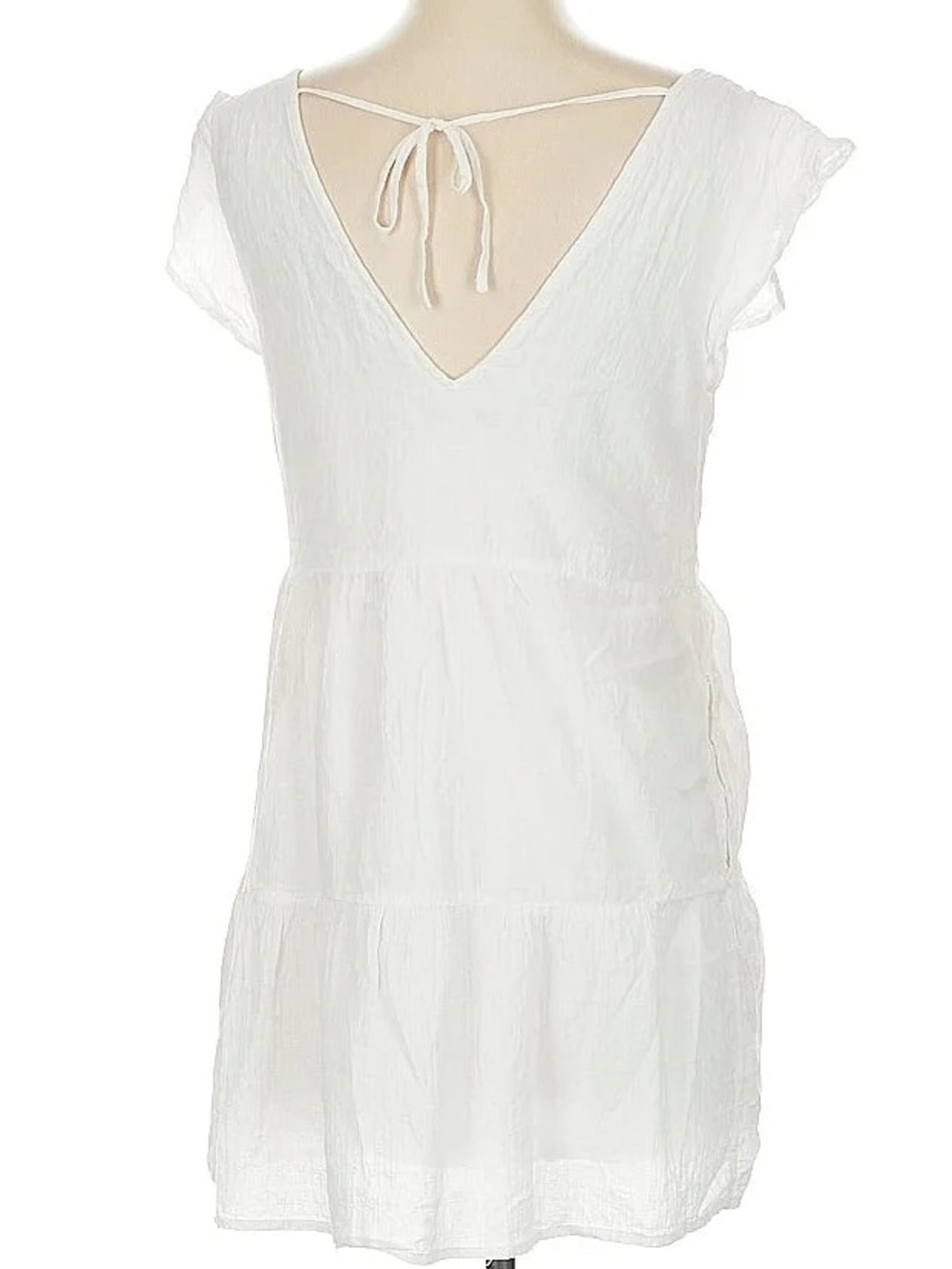 Abercrombie & Fitch White V-Neck Tie-Back Dress